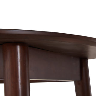 Sunvega Mid-Century Modern Walnut Round Dining Table with White Pedestal Base for 4