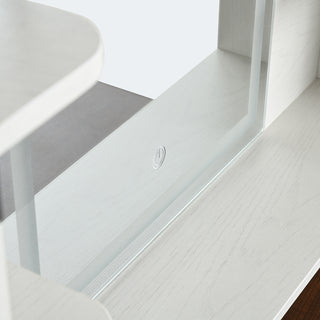Sunvega Farmhouse Makeup Vanity Desk with Mirror Lights and Charging Station