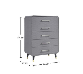 Sunvega 5 Drawer Chest with Felt Lined Top and Textured PU Finish