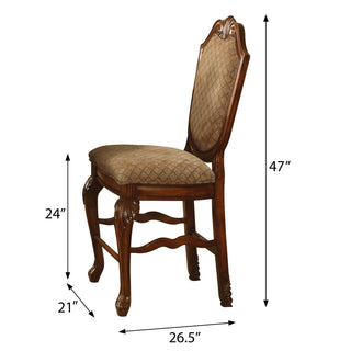 Sunvega Traditional Beige Upholstered Counter Height Stools with Cherry Wood Legs