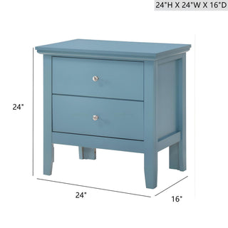 Sunvega Teal Elegance Transitional Nightstand With Two Drawers No Assembly Required
