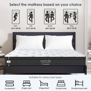 Sunvega 12 Inch Hybrid Twin Mattress with Pocket Springs for Medium Firm Support