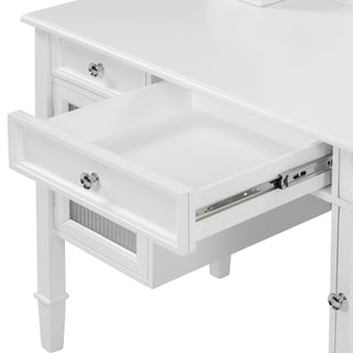 Sunvega Adjustable Mirror Makeup Vanity Desk with Drawers and Cabinet for Bedroom