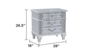 Sunvega Mystic Contemporary Style Nightstand with Light Gray Finish and Crystal Accents