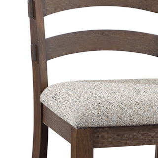 Sunvega Rustic Brown and Oak Finish Fabric Upholstered Side Chair Set of 2