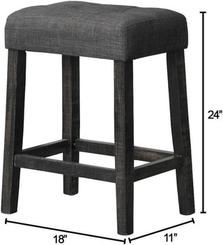 Sunvega Transitional Wood Counter Stool Set of 2 with Upholstered Linen Fabric Cushion