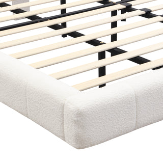 Sunvega King Boucle Floating Bed with Lights and Anti-Collision Corners