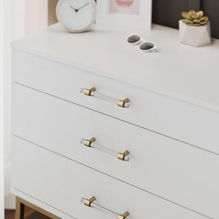 Sunvega Modern Glam Dresser with Clear Acrylic Rod Handles and Gold Accents