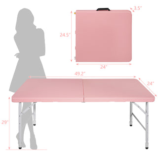 Sunvega 8ft Pink Folding Table with Waterproof Top and Foldable Design for Camping
