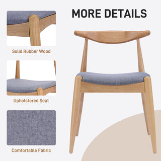 Sunvega Set of 2 Rubberwood Dining Chairs with Ergonomic Backrest and Plush Comfort Cushions