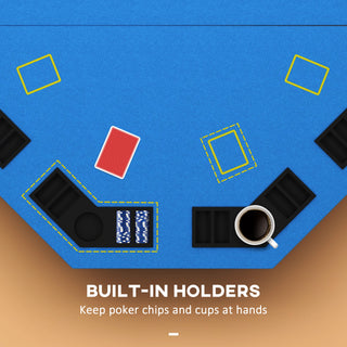 Sunvega Foldable 47 Inch Octagon Poker Table for 8 Players with Felt Surface and Cup Holders