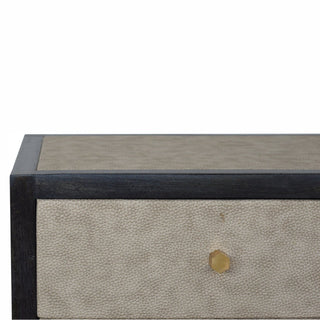 Sunvega Modern Ash Black Faux Leather Nightstand with Three Shiny Knobs
