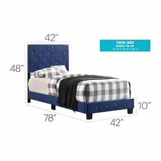 Sunvega Navy Blue Twin Bed Frame with Robust Durable Construction for Bedroom