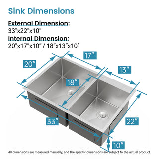 Sunvega 32x19 Inch Overmount Single Bowl Kitchen Sink in Brushed Nickel