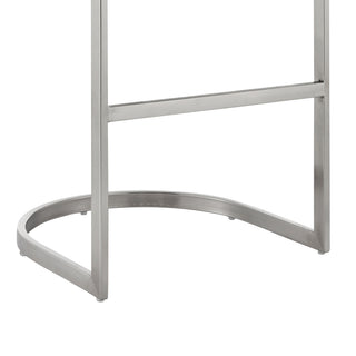 Sunvega Brushed Stainless Steel Bar Stool with Black Faux Leather Upholstery