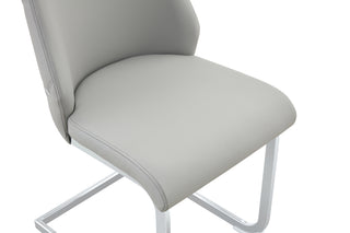 Sunvega White Faux Leather Dining Chairs Set of 2 with Gold Mesh Texture and Chrome Handle