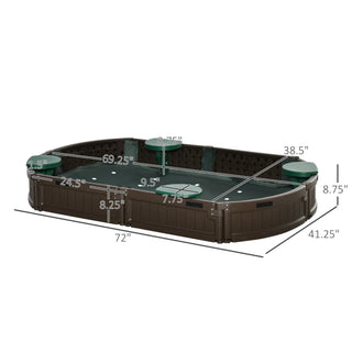 Sunvega Kids Outdoor Sandbox with Cover, Four Seats and Waterproof Top for Backyard