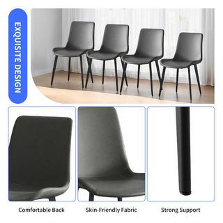 Sunvega Modern Leather Dining Chair with Sleek Metal Legs for Kitchen