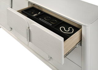 Sunvega Sleek Modern Nightstand with Two Spacious Drawers in Pearl White Finish