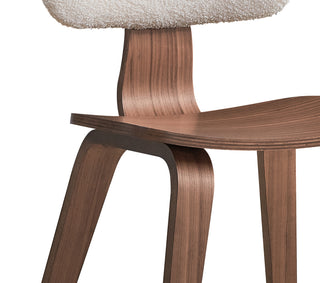Sunvega Walnut Finish Side Chair with Sleek Minimalist Design and Curved Wooden Legs