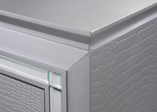 Sunvega Modern LED Nightstand with Beveled Mirror Accents and Chrome Finish Hardware