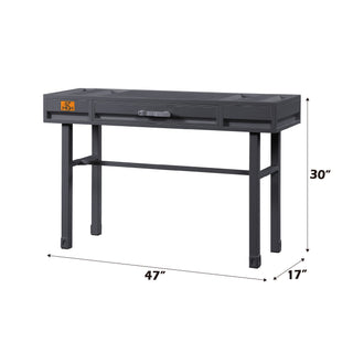 Sunvega Modern Industrial Cargo White Vanity Desk with Functional Storage Drawer