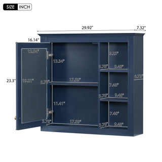Sunvega Modern Wall Mounted Mirror Cabinet with 3 Open Shelves for Bathroom Storage