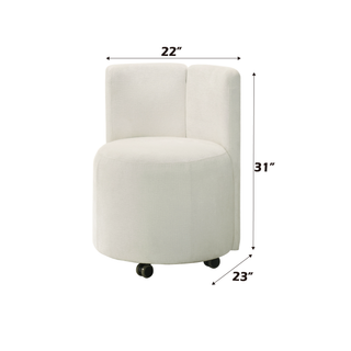 Sunvega White Chenille Swivel Side Chair with Cushioned Seat and Back