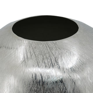 Sunvega Gold Aluminum Chisel Flower Vase with a Short Round Metallic Silhouette