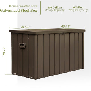 Sunvega 120 Gallon All-Weather Waterproof Lockable Outdoor Metal Storage Box with Wheels