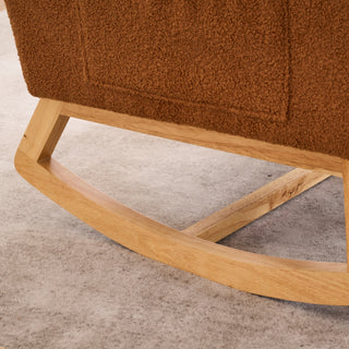 Sunvega Upholstered High Back Rocking Chair with Footrest and Side Storage Pocket
