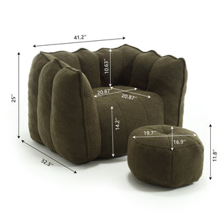 Sunvega Soft Chenille Bean Bag Chair with High Resilient Foam for Living Room