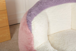 Sunvega Oversized Multicolor Faux Fur Bean Bag Chair with Shredded Sponge Filling