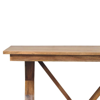 Sunvega Solid Wood Treston Dining Table with Broad Tabletop and Trestle Base