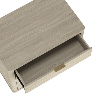 Sunvega Modern Charcoal Gray Nightstand with 3 Full Extension Drawers
