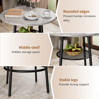 Sunvega Foldable Counter Height Bar Table Set with 2 Stools for Kitchen