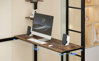 Sunvega Twin Size Loft Bed Frame with Storage Desk and Power Outlet
