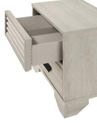 Sunvega Contemporary Louvered Design Nightstand with Two Drawers and Finger Pull Hardware