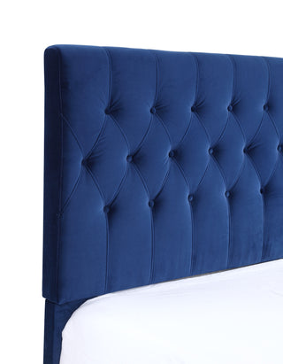 Sunvega Blue Twin Upholstered Bed with Transitional Navy Style for Bedroom