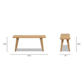 Sunvega Solid Red Oak Wood Bench with Tapered Legs for Dining and Entryway