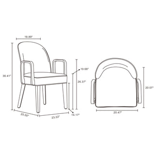 Sunvega Modern Leatherette and Velvet Upholstered Dining Armchair for Dining Room