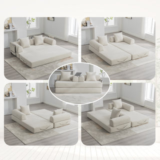 Sunvega Foldable Compressible Sofa with Metal Frame and Cushions for Small Spaces