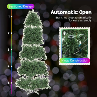 Sunvega Pencil Artificial Xmas Tree with Faux Snow Flocked Full Branch Tips Flame-retardant