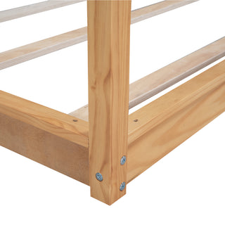 Sunvega White Queen Size Canopy Platform Bed with Support Legs and Sturdy Frame