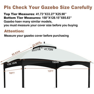 Sunvega Heavy Duty Replacement Gazebo Top with Air Vent and Drain Holes