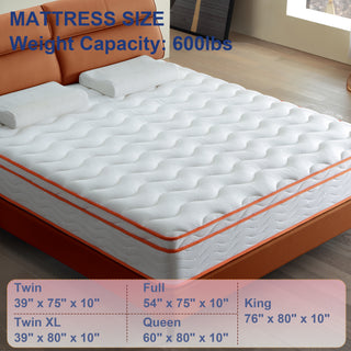 Sunvega King Size 10 Inch Hybrid Mattress with Memory Foam and Pocket Springs