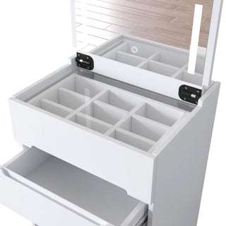 Sunvega 3 in 1 Vanity Desk with Open Top Mirror and Visible Glass Desktop