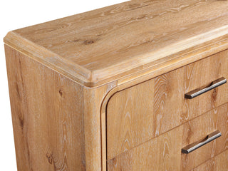 Sunvega Natural Wood Finish Contemporary Nightstand with Three Drawers and Metal Hand Pull