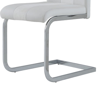 Sunvega White Fabric Dining Chairs with Padded Seating and C-Style Legs (Set of 4)