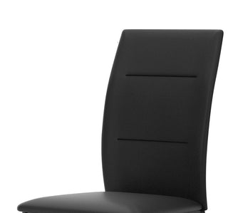 Sunvega Modern Contemporary Black Synthetic Leather Upholstered Side Chairs with Metal Legs